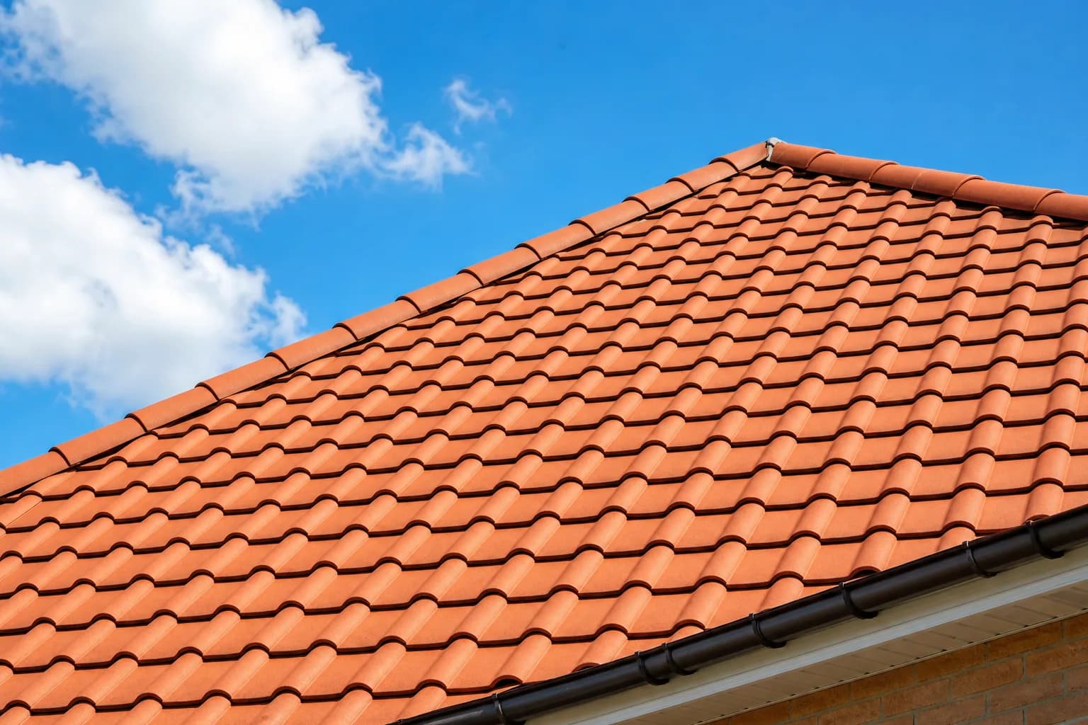 Clean tiled roof after moss removal, free of debris and growth